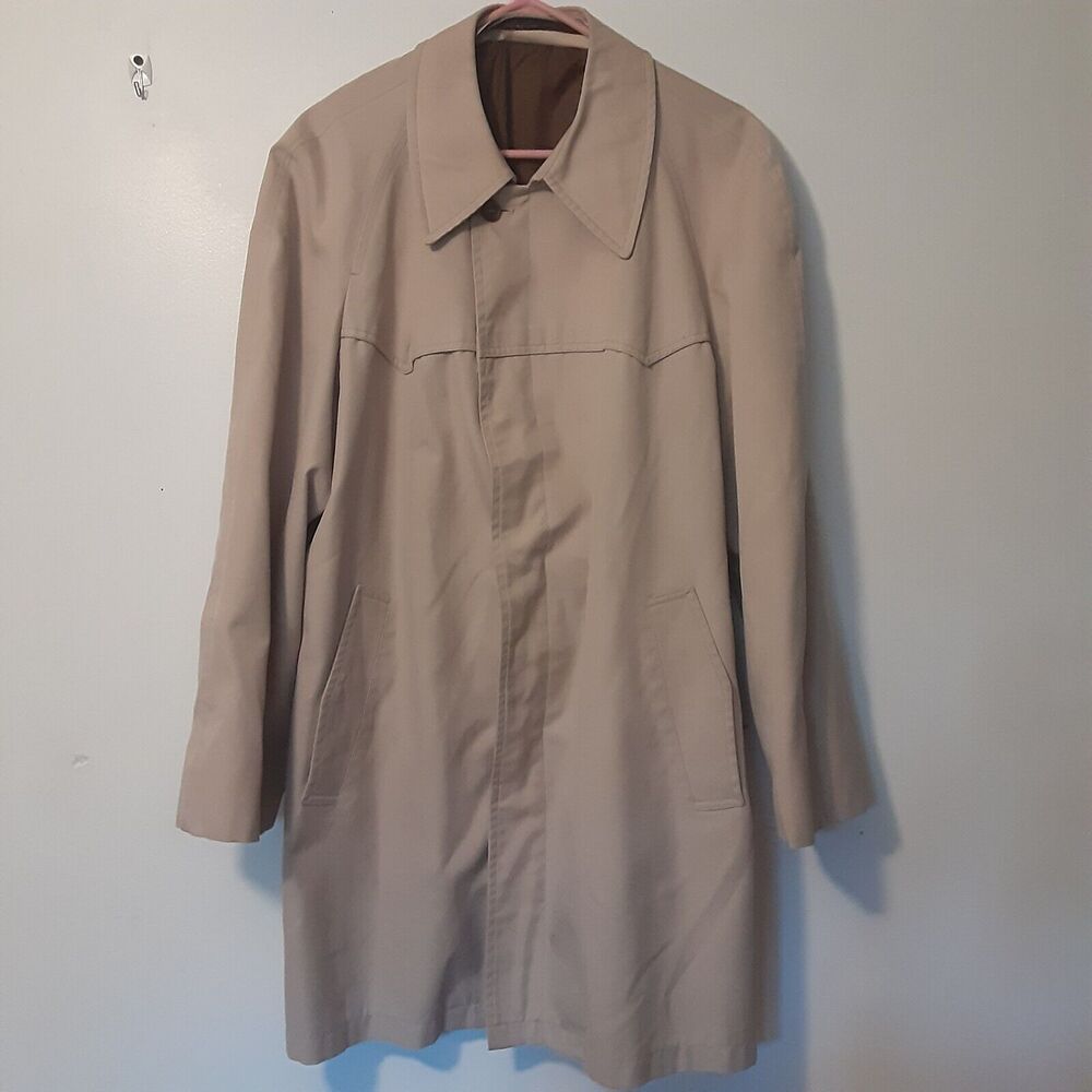 London Fog Vintage Men's Beige Size 44 Long Button-Up Trench Coat